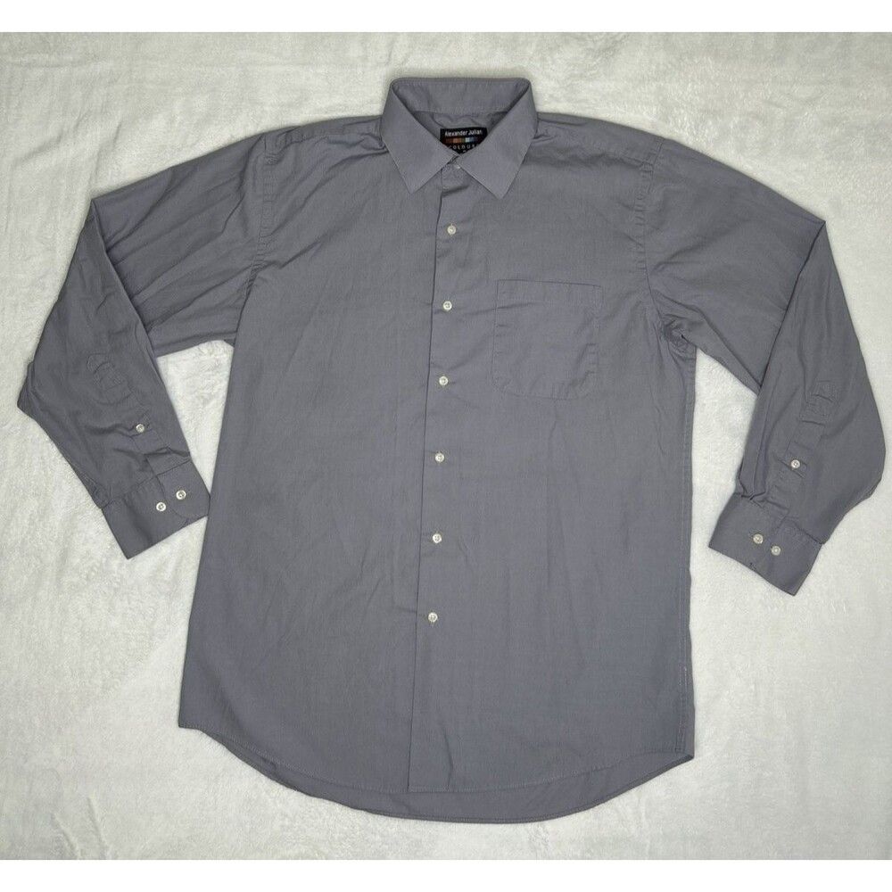 Alexander Julian Colours Dress Shirt M Gray 15-15.5 32/33 Button Up